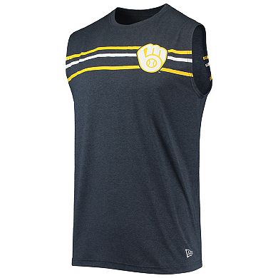 Men's New Era Heathered Navy Milwaukee Brewers Muscle Tank Top