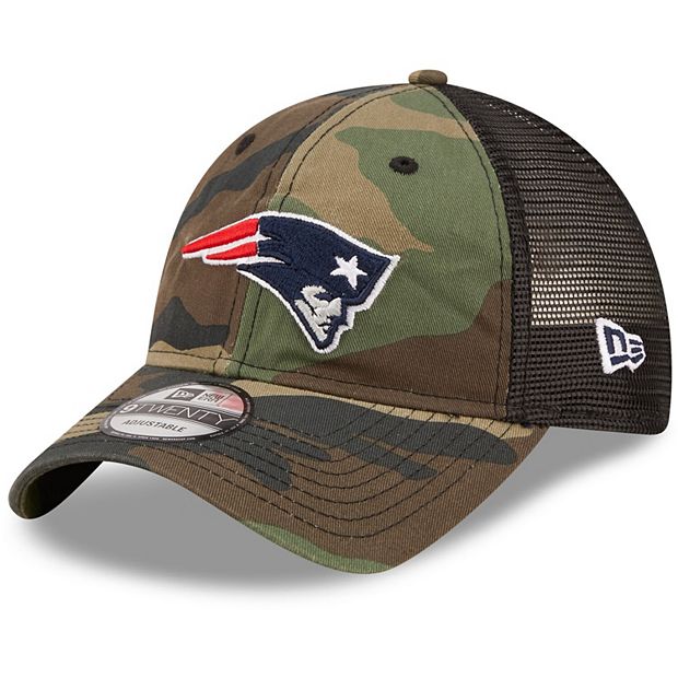 Men's New Era Camo/Black New England Patriots Basic 9TWENTY Trucker  Snapback Hat