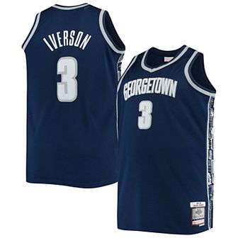 Men's Mitchell & Ness Allen Iverson Navy Georgetown Hoyas Big & Tall 1995-96 Replica Player Jersey