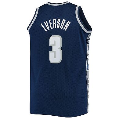 Men's Mitchell & Ness Allen Iverson Navy Georgetown Hoyas Big & Tall 1995-96 Replica Player Jersey