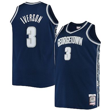 Men's Mitchell & Ness Allen Iverson Navy Georgetown Hoyas Big & Tall 1995-96 Replica Player Jersey