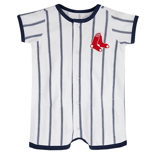 Infant White Boston Red Sox Pinstripe Power Hitter Romper