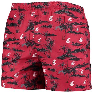 Men's FOCO Crimson Washington State Cougars Island Palm Swim Trunks
