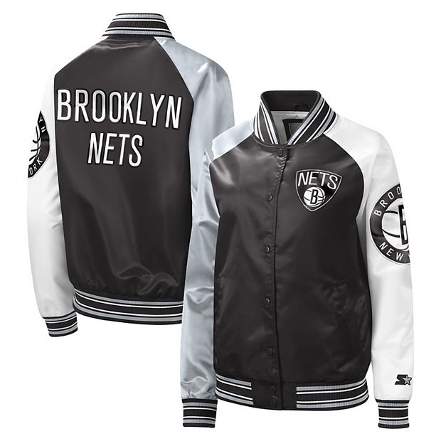 Women's Starter Black Brooklyn Nets The Prospect Raglan Full-Snap ...