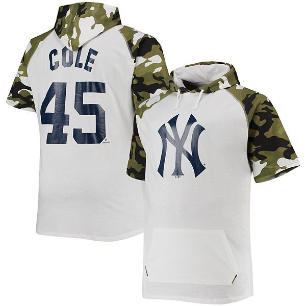 Men's Gerrit Cole White/Camo New York Yankees Big & Tall Raglan Hoodie T- Shirt