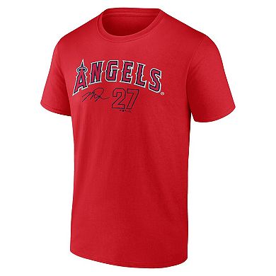 Men's Fanatics Branded Mike Trout Red Los Angeles Angels Player Name & Number T-Shirt