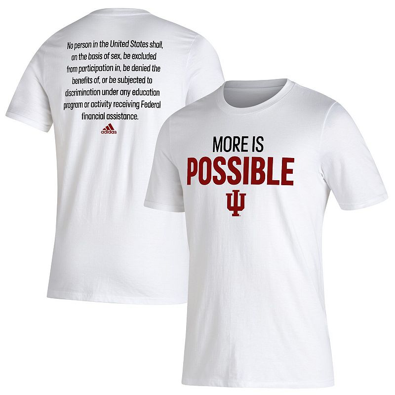 Mens adidas White Indiana Hoosiers More Is Possible Amplifier T-Shirt, Siz