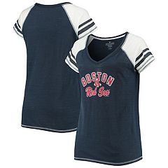 MLB Boston Red Sox Womens Size L Two Tone T-Shirt V-Neck Striped Navy/Gray