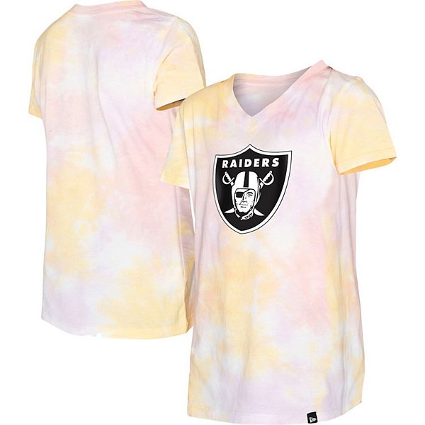 Girls Youth New Era Las Vegas Raiders Cotton Candy Tie-Dye V-Neck T-Shirt