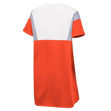 Women's G-III 4Her by Carl Banks Orange/White Clemson Tigers 3rd Down Short Sleeve T-Shirt Dress