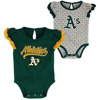 Newborn & Infant Green/Heathered Gray Oakland Athletics Scream & Shout Two-Pack Bodysuit Set