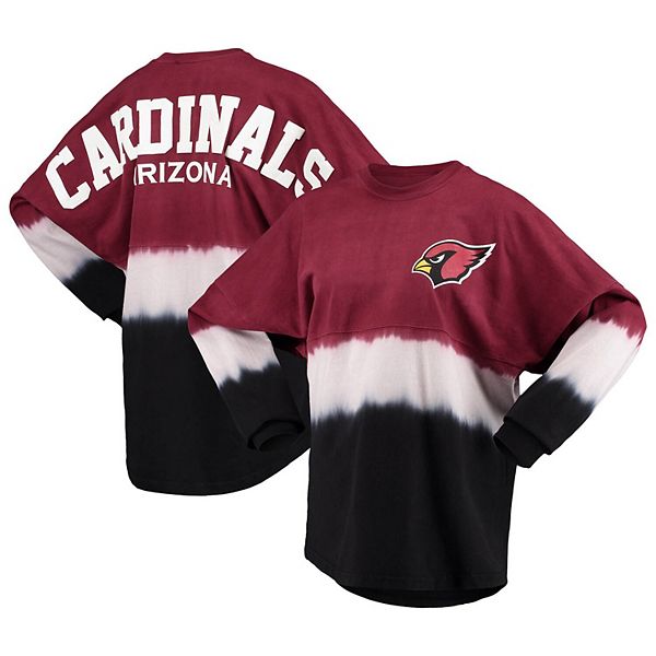 Women's St. Louis Cardinals Red Oversized Long Sleeve Ombre Spirit Jersey  T-Shirt