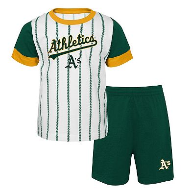 Toddler White/Green Oakland Athletics Position Player T-Shirt & Shorts Set