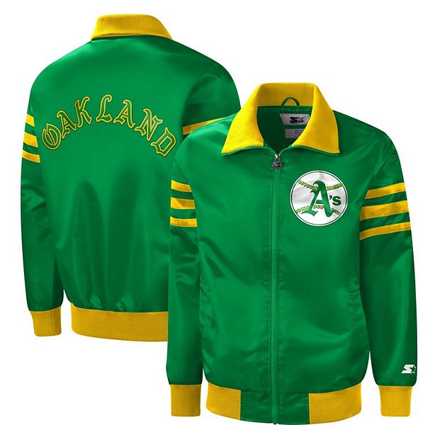 Men's Oakland Athletics Starter Green Pick & Roll Satin Varsity Full-Snap  Jacket
