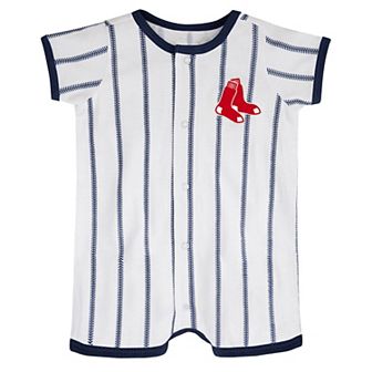 Newborn White/Navy Boston Red Sox Power Hitter Short Sleeve Jumper