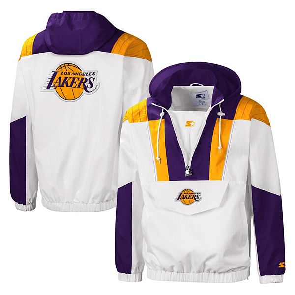 Men's Starter White Los Angeles Lakers Home Team Hoodie Half-Zip Jacket Size: Large