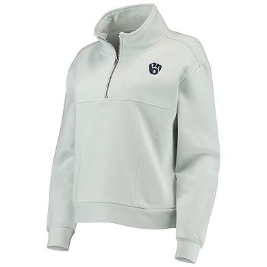 Women's The Wild Collective Light Blue Milwaukee Brewers Two-Hit Quarter-Zip Pullover Top