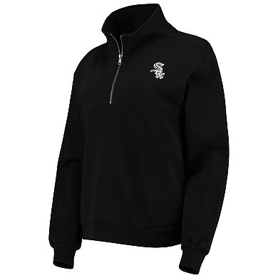 Women's The Wild Collective Black Chicago White Sox Two-Hit Quarter-Zip Pullover Top