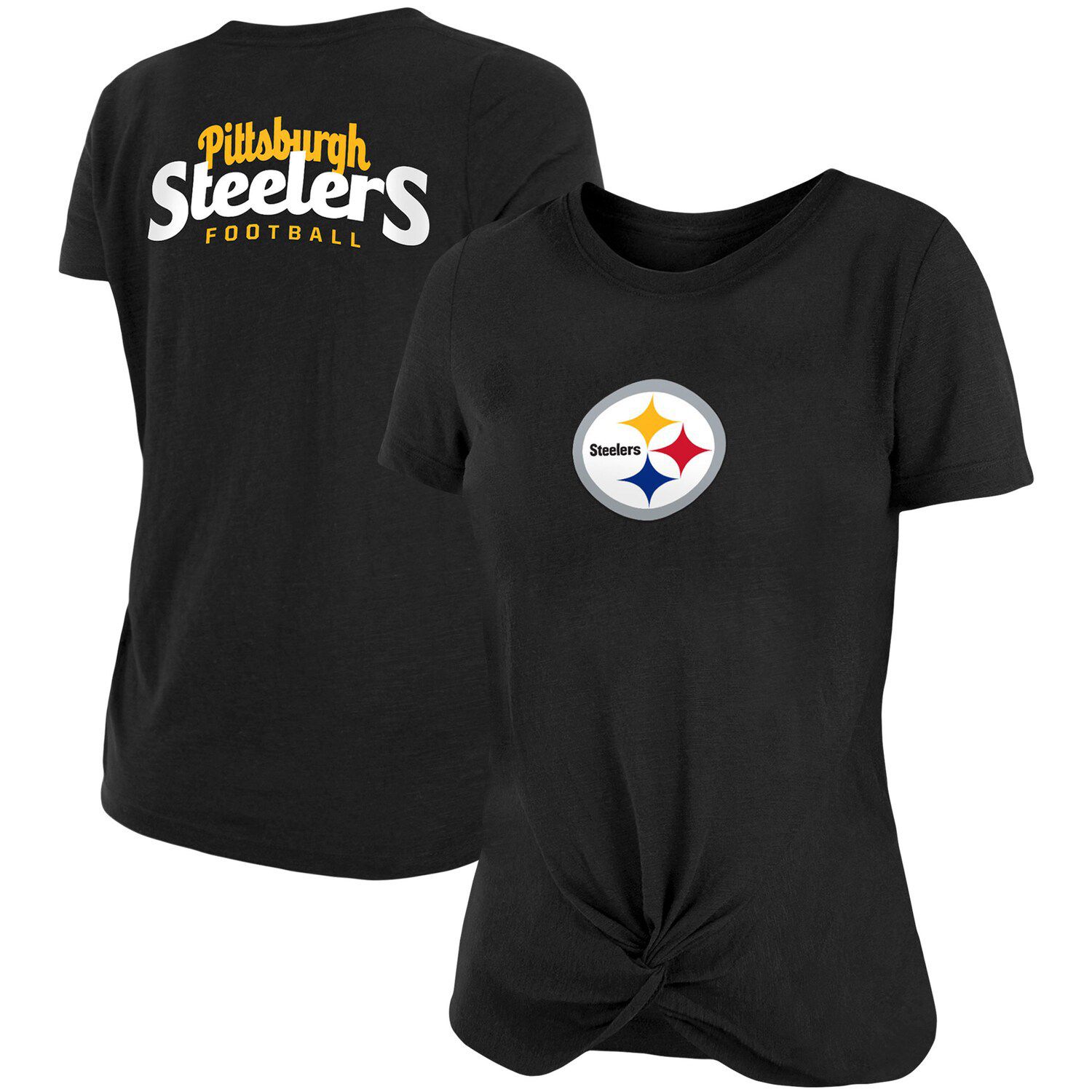 New Era Steelers Pittsburgh Women's Burn Out 3/4 Sleeve T-Shirt - L