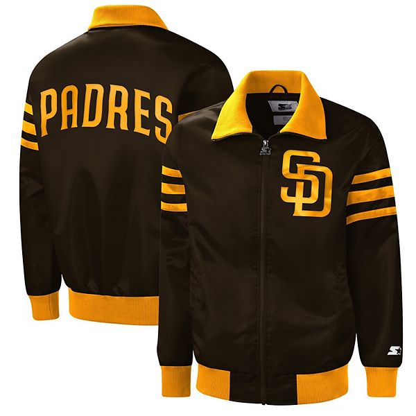 Men's Starter Brown San Diego Padres The Captain II FullZip Varsity Jacket