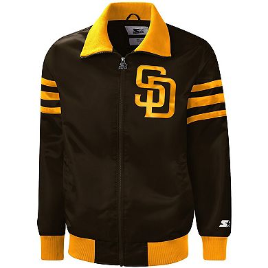 Men's Starter Brown San Diego Padres The Captain II Full-Zip Varsity Jacket