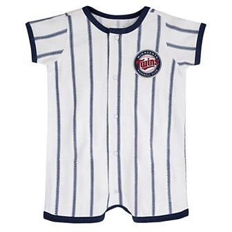 Newborn White/Navy Minnesota Twins Power Hitter Short Sleeve Jumper