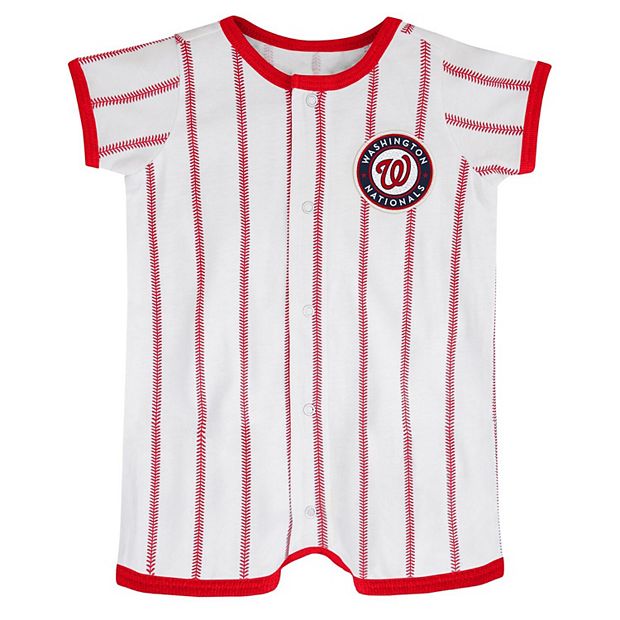 Newborn White/Red Washington Nationals Power Hitter Short Sleeve Jumper