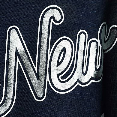 Women's G-III 4Her by Carl Banks Navy New York Yankees Game Time Slub Beach V-Neck Cover-Up Dress