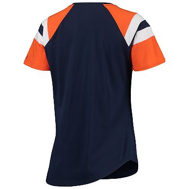 Women's Starter Navy/Orange Detroit Tigers Game On Notch Neck Raglan T-Shirt