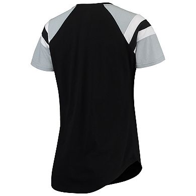 Women's Starter Black/Silver Chicago White Sox Game On Notch Neck Raglan T-Shirt