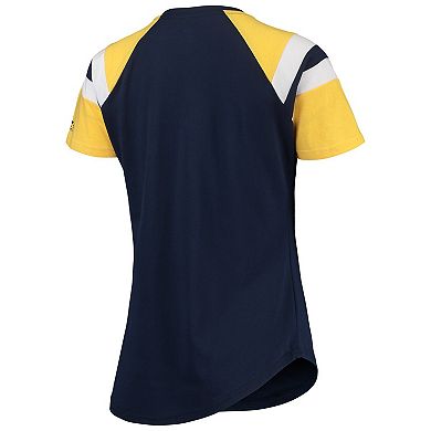 Women's Starter Navy/Gold Milwaukee Brewers Game On Notch Neck Raglan T-Shirt