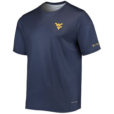 Men's Columbia Navy West Virginia Mountaineers Terminal Tackle Omni-Shade T-Shirt