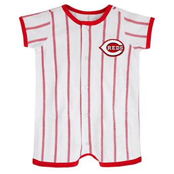 Infant White Cincinnati Reds Pinstripe Power Hitter Romper