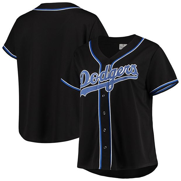 Los Angeles Dodgers Women's Plus Size Pop Fashion Button-Up Jersey - Black /Royal