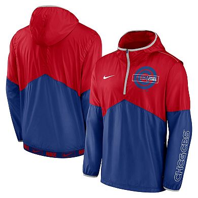Men's Nike Red/Royal Chicago Cubs Overview Half-Zip Hoodie Jacket