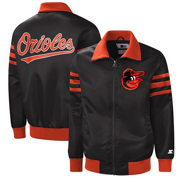 Men's Starter Black Baltimore Orioles The Captain II FullZip Varsity