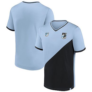 Men's Fanatics Branded Light Blue/Black Minnesota United FC Striker V-Neck T-Shirt