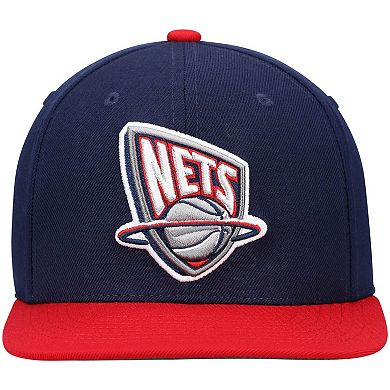 Men's Mitchell & Ness Navy/Red New Jersey Nets Hardwood Classics Team Two-Tone 2.0 Snapback Hat