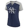 Women's Nike Silver/Navy New York Yankees Slub Performance V-Neck Boxy T-Shirt