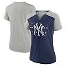Women's Nike Silver/Navy New York Yankees Slub Performance V-Neck Boxy T-Shirt