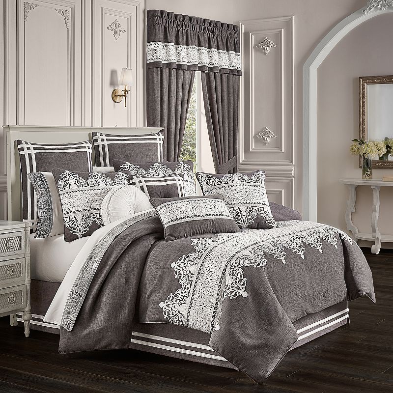 Five Queens Court Florence Comforter Set with Shams, Grey