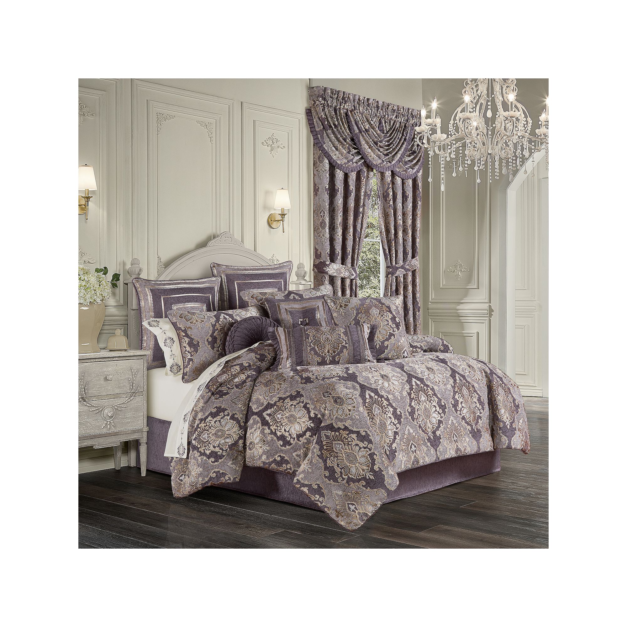 Five Queens Court Dominique Comforter Set with Shams, Purple