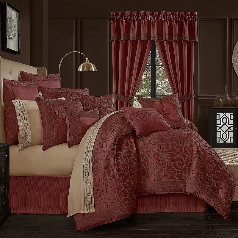 Five Queens Court Chianti Comforter Set with Shams, Red, Cal King