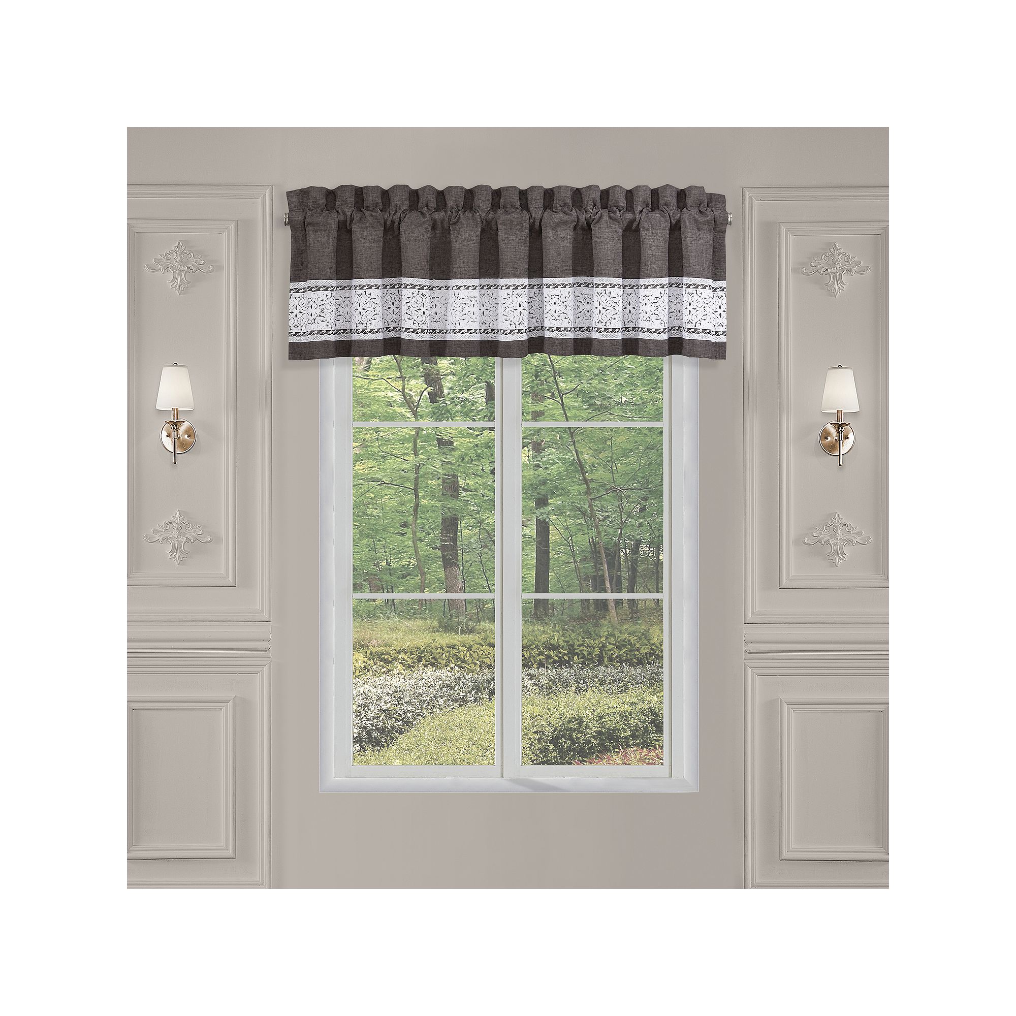 Five Queens Court Florence Window Straight Valance, Gray