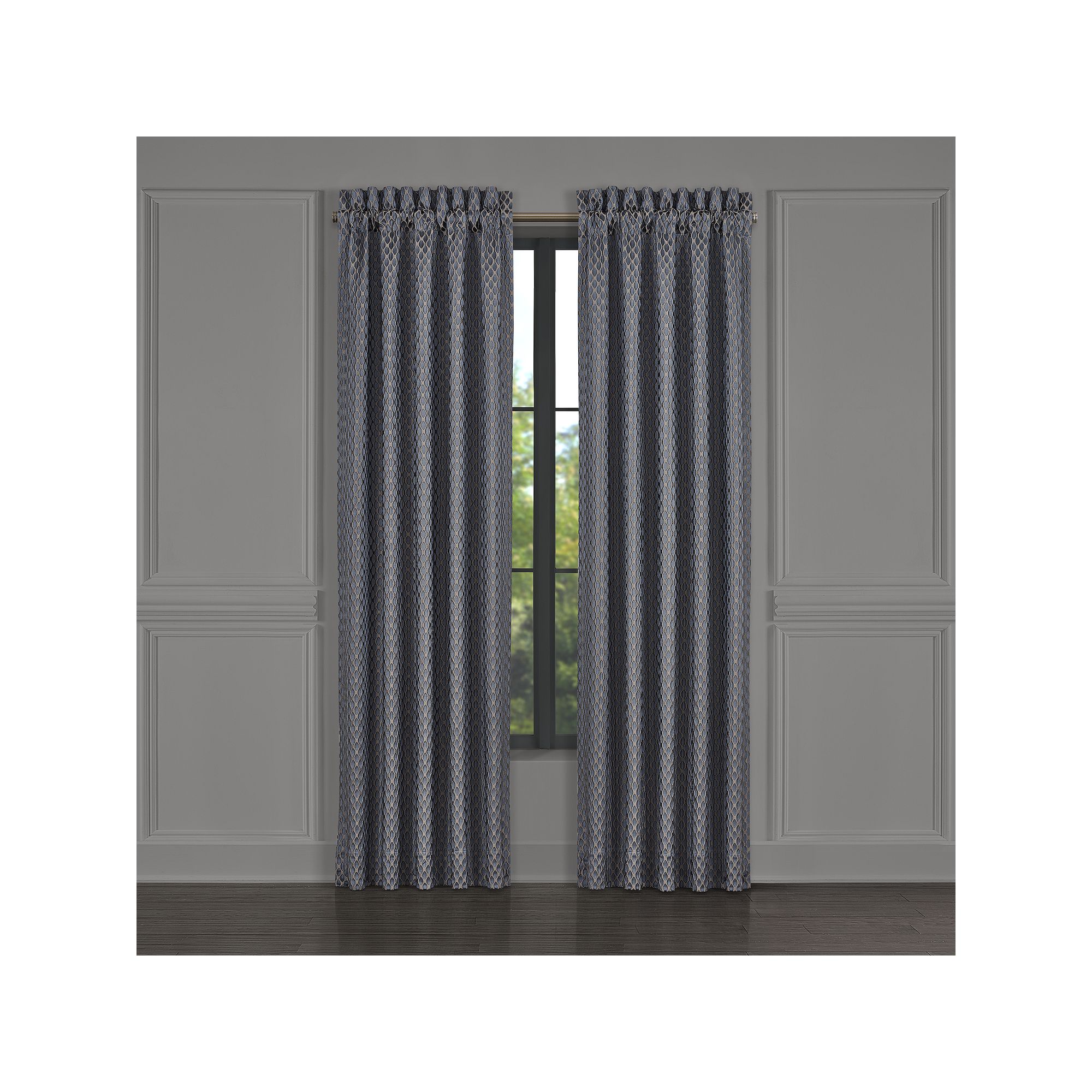 Five Queens Court Leah 84 Set of 2 Window Curtain Panels, Blue