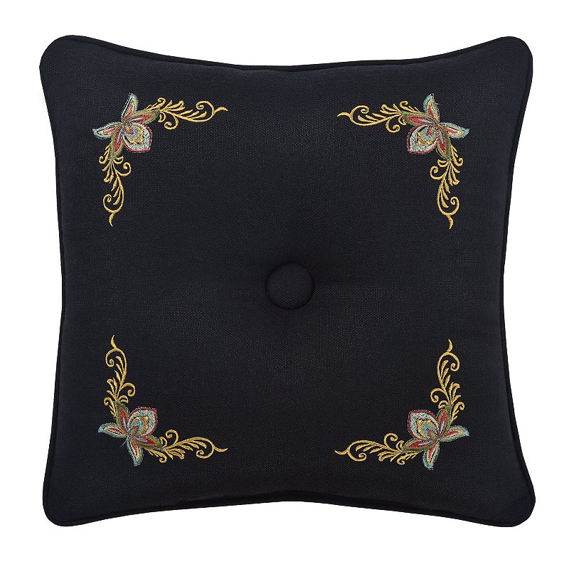 Five Queens Court Stefania 16 Square Throw Pillow, Black, Fits All
