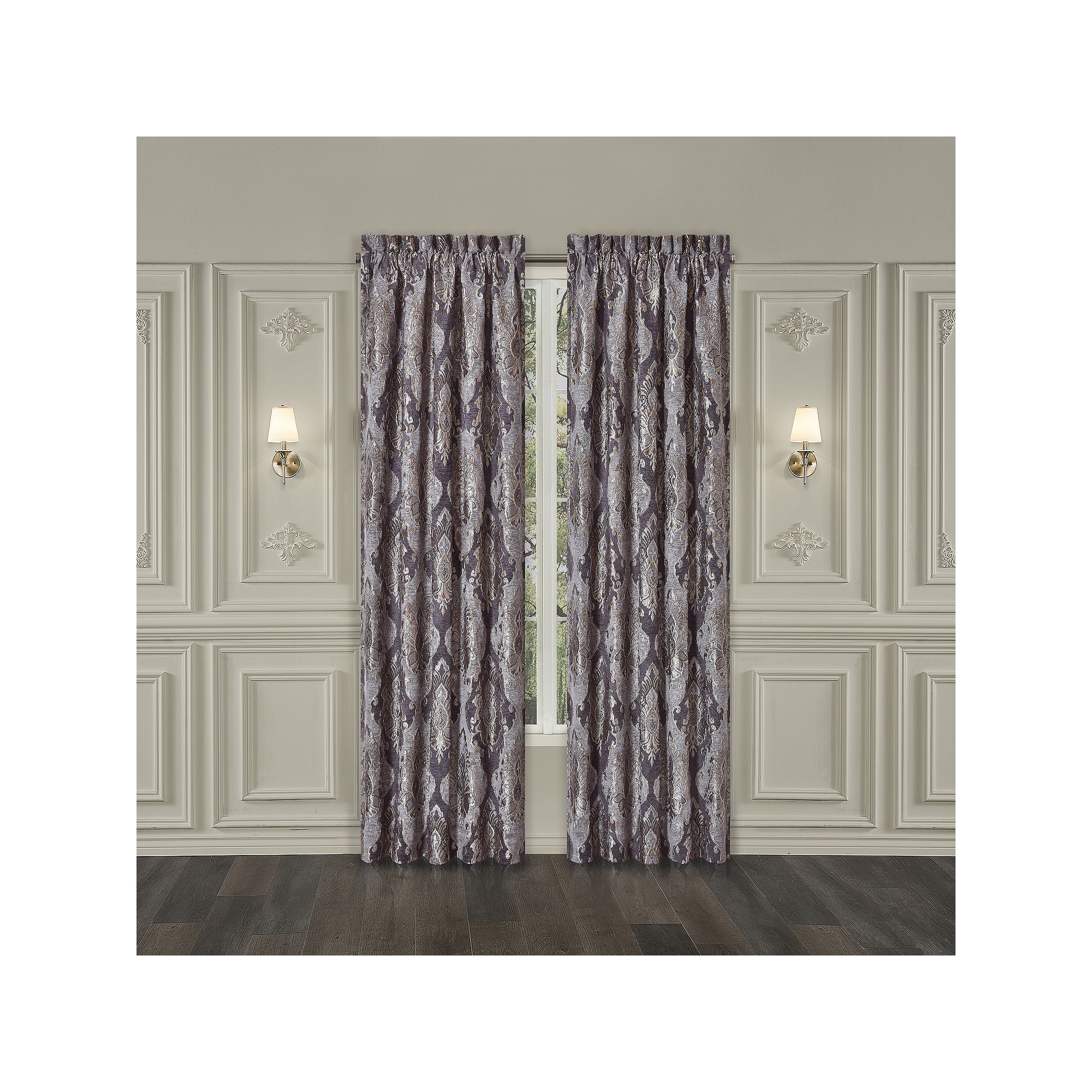 Five Queens Court Dominique 95 Set of 2 Window Curtain Panels, Purple