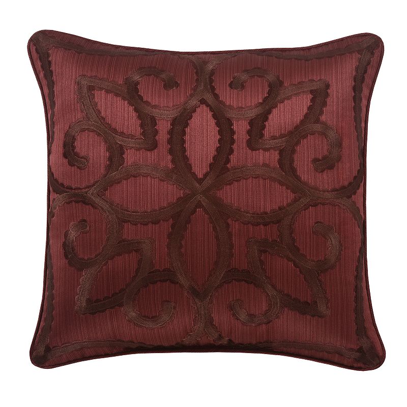 Five Queens Court Chianti 18 Square Embellished Pillow, Red, Fits All