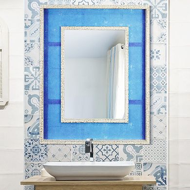 Head West Blue Linear Distressed Wall Mirror