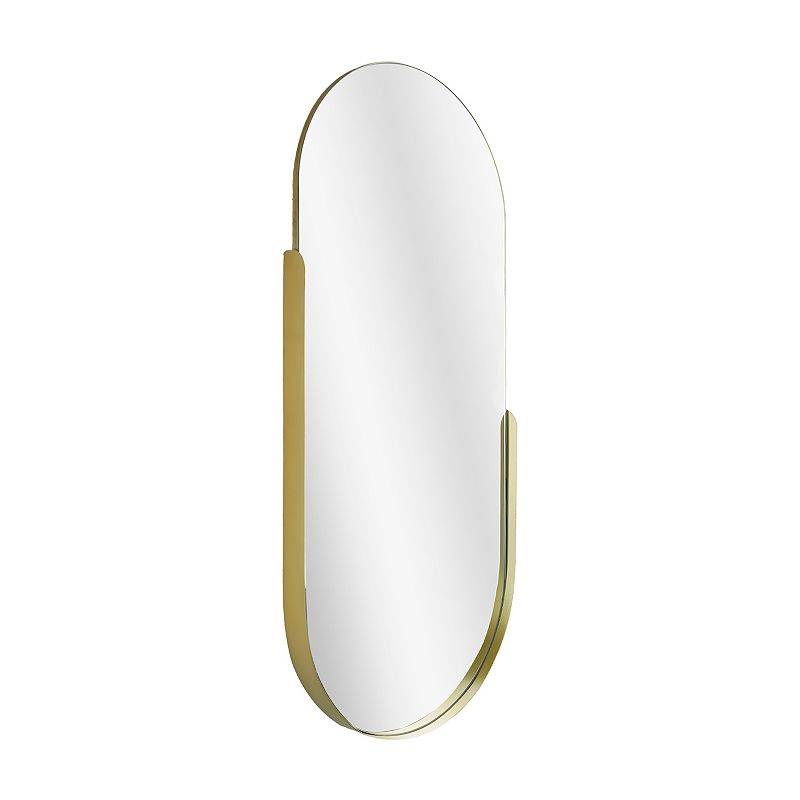 Head West Thin Gold Partial Framed Oval Wall Mirror, Black